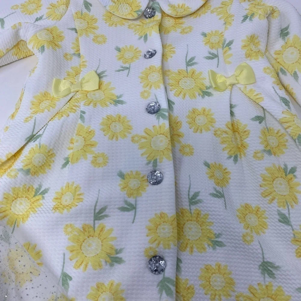 NWOT - Nannette Baby Girl Sunflower Dress & Coat Set - 12 Months